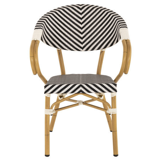 ARMCHAIR ALUMINUM HM5861.01 BAMBOO LOOK BLACK-WHITE
