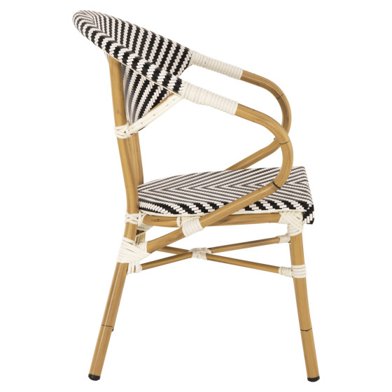 ARMCHAIR ALUMINUM HM5861.01 BAMBOO LOOK BLACK-WHITE