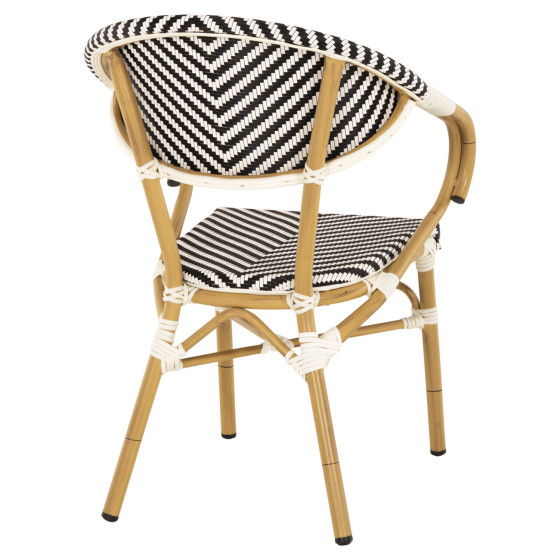 ARMCHAIR ALUMINUM HM5861.01 BAMBOO LOOK BLACK-WHITE