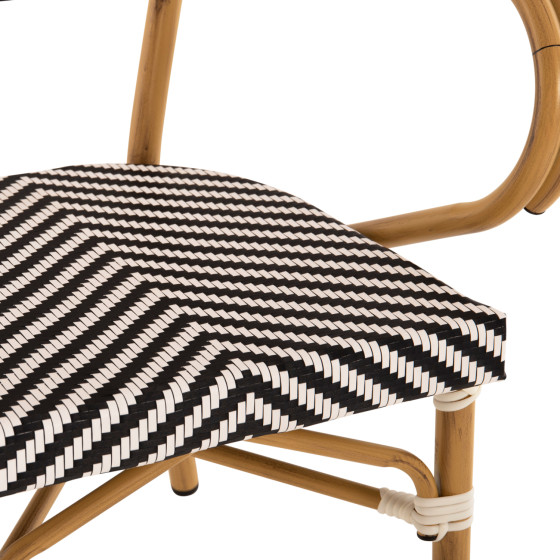 ARMCHAIR ALUMINUM HM5861.01 BAMBOO LOOK BLACK-WHITE