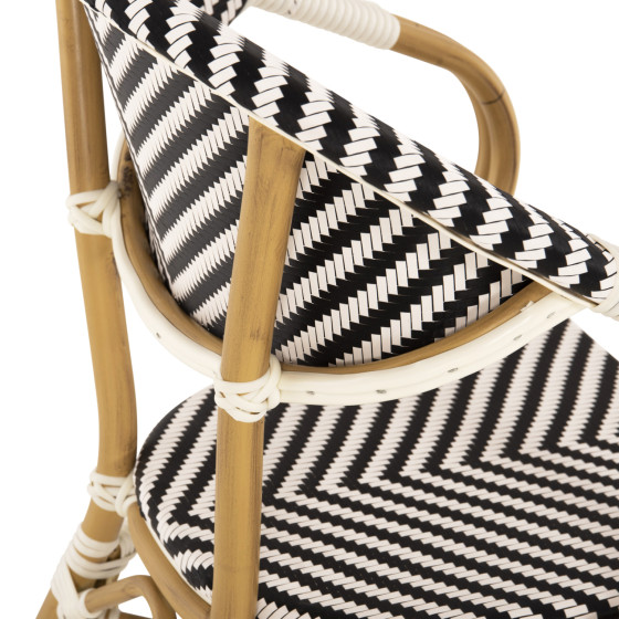 ARMCHAIR ALUMINUM HM5861.01 BAMBOO LOOK BLACK-WHITE