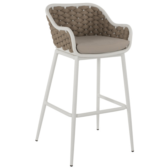 STOOL ALUMINUM WHITE WITH BEIGE ROPE 50x51x103Hcm.HM5862.02