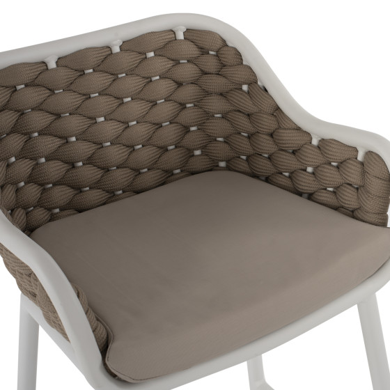 STOOL ALUMINUM WHITE WITH BEIGE ROPE 50x51x103Hcm.HM5862.02