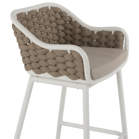STOOL ALUMINUM WHITE WITH BEIGE ROPE 50x51x103Hcm.HM5862.02
