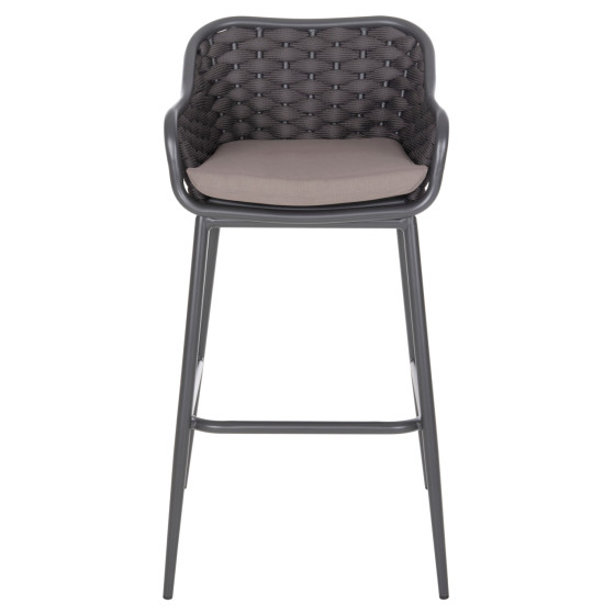 BAR STOOL ALUMINUM FRAME DARK GREY-ROPE BROWN 50x50x103Hcm.HM5862.01