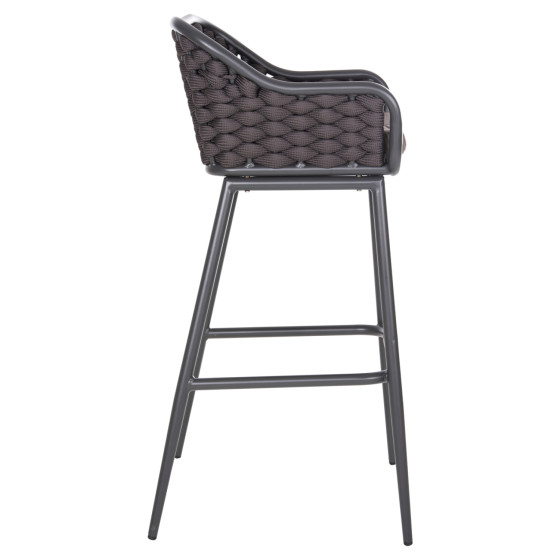 BAR STOOL ALUMINUM FRAME DARK GREY-ROPE BROWN 50x50x103Hcm.HM5862.01