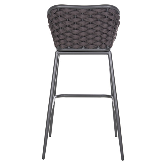 BAR STOOL ALUMINUM FRAME DARK GREY-ROPE BROWN 50x50x103Hcm.HM5862.01