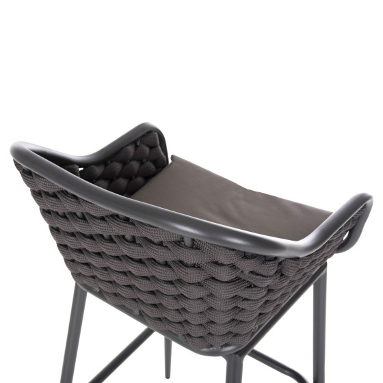 BAR STOOL ALUMINUM FRAME DARK GREY-ROPE BROWN 50x50x103Hcm.HM5862.01
