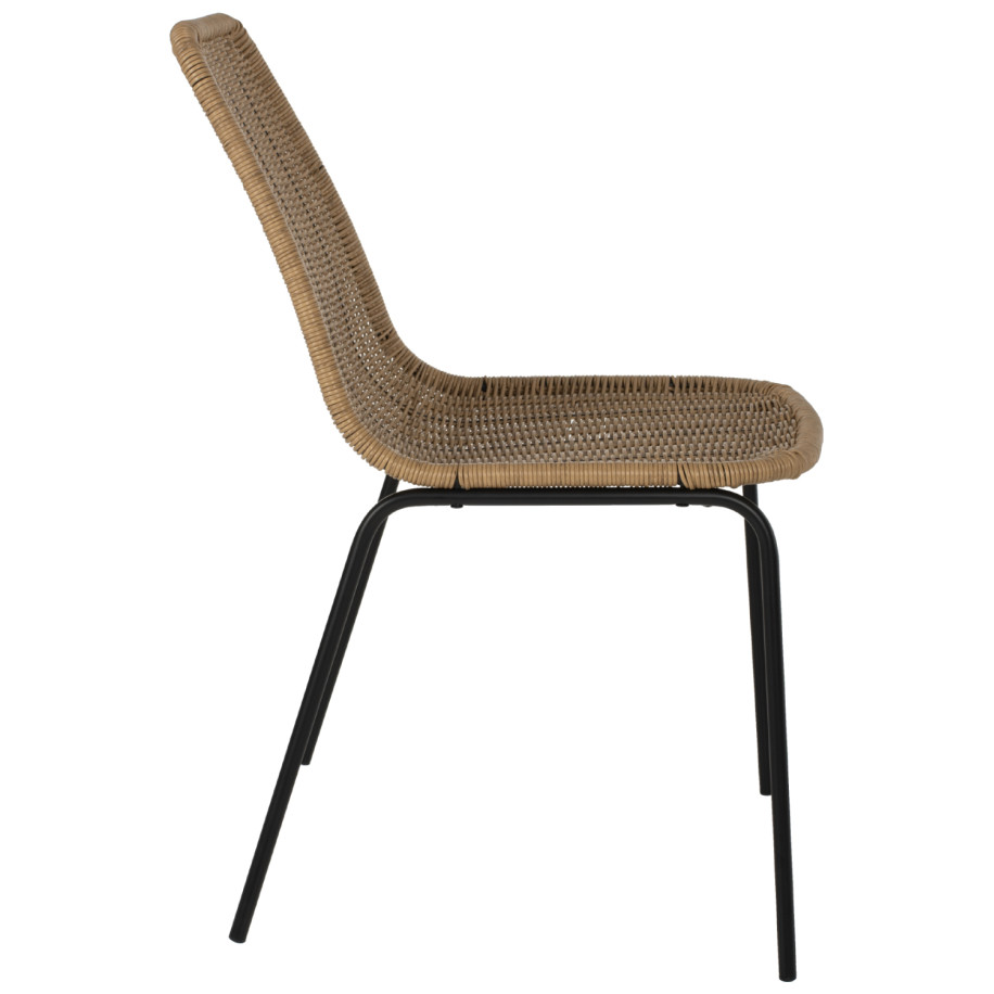 CHAIR PROFESSIONAL HM5867.01 METAL BLACK WITH RATTAN  NATURAL 43.5x63x82Hcm.