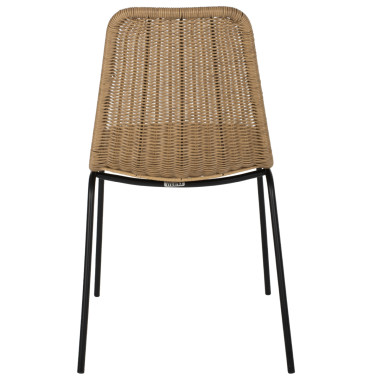 CHAIR PROFESSIONAL HM5867.01 METAL BLACK WITH RATTAN  NATURAL 43.5x63x82Hcm.