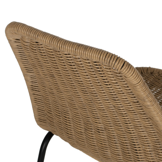 CHAIR PROFESSIONAL HM5867.01 METAL BLACK WITH RATTAN  NATURAL 43.5x63x82Hcm.