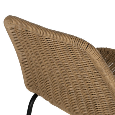 CHAIR PROFESSIONAL HM5867.01 METAL BLACK WITH RATTAN  NATURAL 43.5x63x82Hcm.