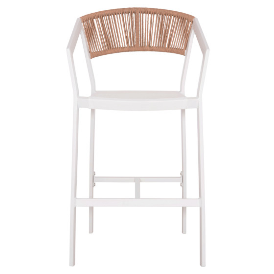BAR STOOL ALUMINUM WHITE HM5892.12 MEDIUM HEIGHT WITH ARMS-RATTAN&TEXTLINE 55x56.5x99H.