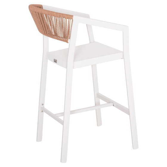 BAR STOOL ALUMINUM WHITE HM5892.12 MEDIUM HEIGHT WITH ARMS-RATTAN&TEXTLINE 55x56.5x99H.
