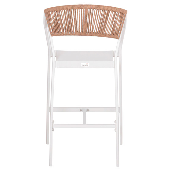 BAR STOOL ALUMINUM WHITE HM5892.12 MEDIUM HEIGHT WITH ARMS-RATTAN&TEXTLINE 55x56.5x99H.