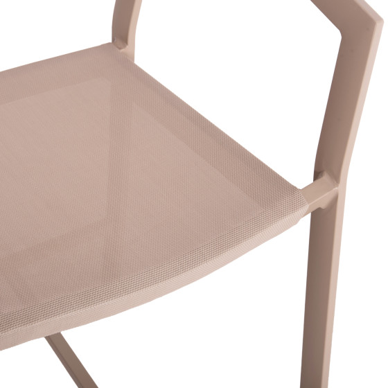 BAR STOOL ALUMINUM CHAMPAGNE HM5892.13 MEDIUM HEIGHT WITH ARMS-RATTAN & TEXTLINE 55x56.5x99Hcm.