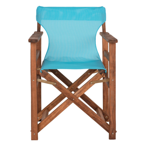 DIRECTOR'S CHAIR LIMNOS HM10368.08 IN WALNUT COLOR AND SKY BLUE TEXTILENE 57x54x88,5Hcm.