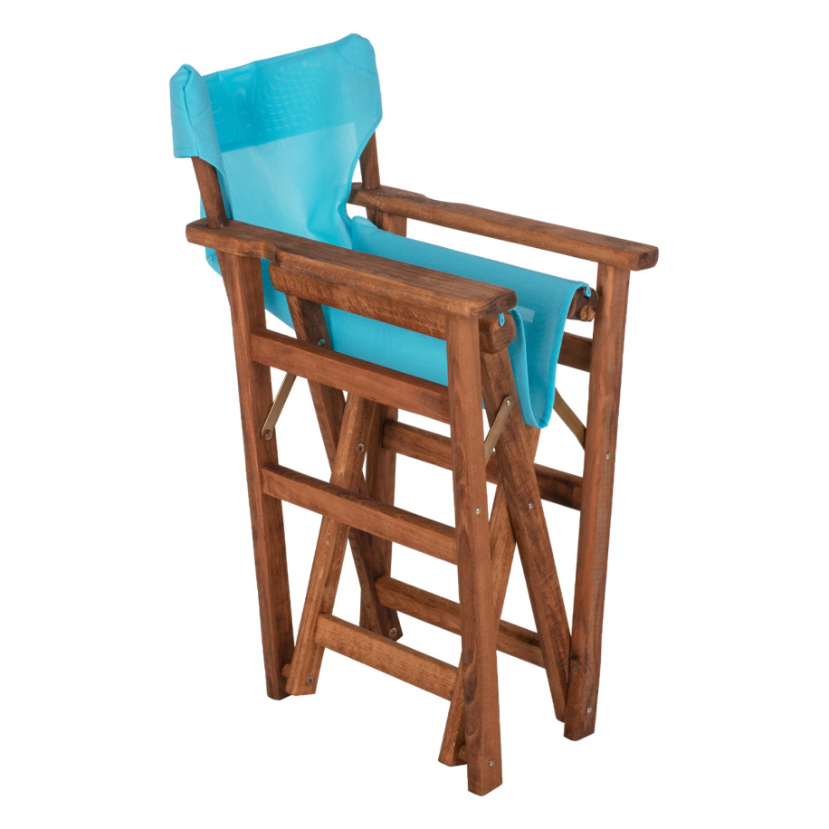 DIRECTOR'S CHAIR LIMNOS HM10368.08 IN WALNUT COLOR AND SKY BLUE TEXTILENE 57x54x88,5Hcm.