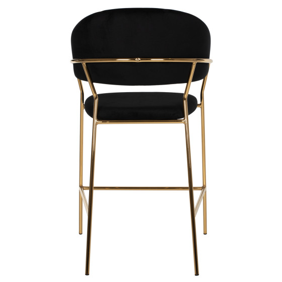 BAR STOOL THEODORE HM8734.04 BLACK VELVET GOLD METAL FRAME 60x55x100Hcm.