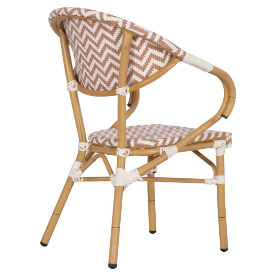 ARMCHAIR ALUMINUM HM5861.03 BAMBOO LOOK BROWN-WHITE56.58.5x58x82Η cm.