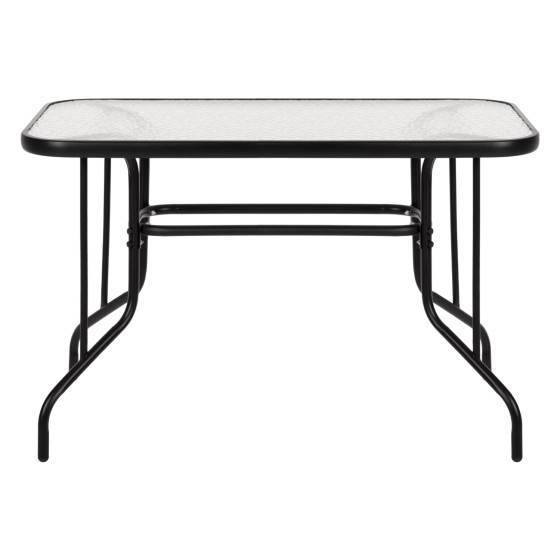 OUTDOOR METALLIC TABLE ADAM HM5020.03 BLACK WITH REINFORCED GLASS TOP 110Χ60Χ71Hcm.
