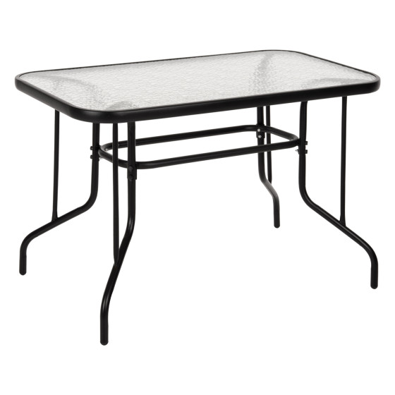 OUTDOOR METALLIC TABLE ADAM HM5020.03 BLACK WITH REINFORCED GLASS TOP 110Χ60Χ71Hcm.