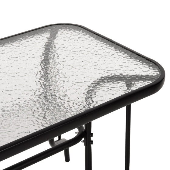 OUTDOOR METALLIC TABLE ADAM HM5020.03 BLACK WITH REINFORCED GLASS TOP 110Χ60Χ71Hcm.