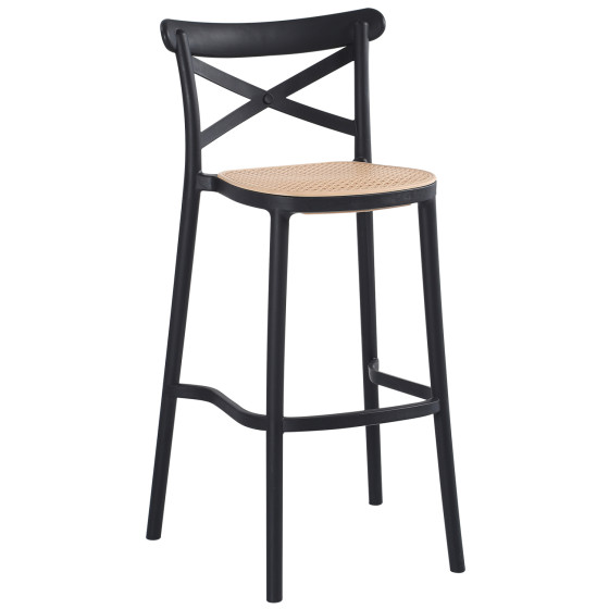 BAR STOOL CONN HM5933.02 POLYPROPYLENE WITH BACKREST BLACK AND BEIGE SEAT 41x49x102Hcm.