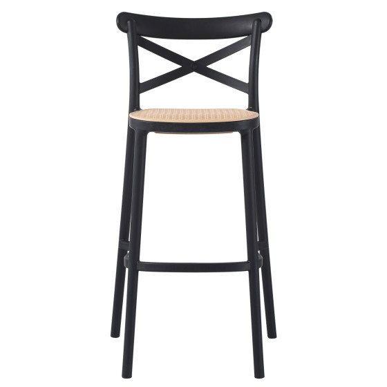 BAR STOOL CONN HM5933.02 POLYPROPYLENE WITH BACKREST BLACK AND BEIGE SEAT 41x49x102Hcm.