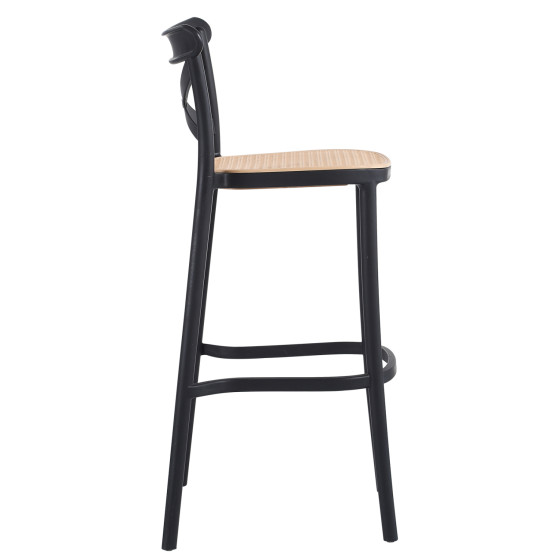 BAR STOOL CONN HM5933.02 POLYPROPYLENE WITH BACKREST BLACK AND BEIGE SEAT 41x49x102Hcm.