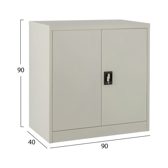 WARDROBE METAL HM5960.11 WITH 3 STORAGE SPACES LIGHT GREY 90Χ40Χ90Hcm.