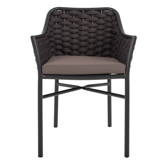 ARMCHAIR ALUMINUM HM5858.01 WITH ROPE- GREY COLOR 56x58x76Hcm.