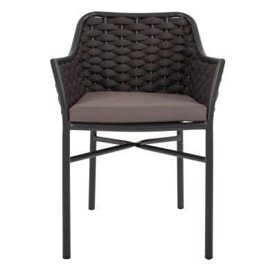 ARMCHAIR ALUMINUM HM5858.01 WITH ROPE- GREY COLOR 56x58x76Hcm.