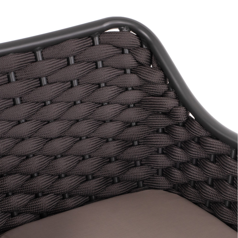 ARMCHAIR ALUMINUM HM5858.01 WITH ROPE- GREY COLOR 56x58x76Hcm.