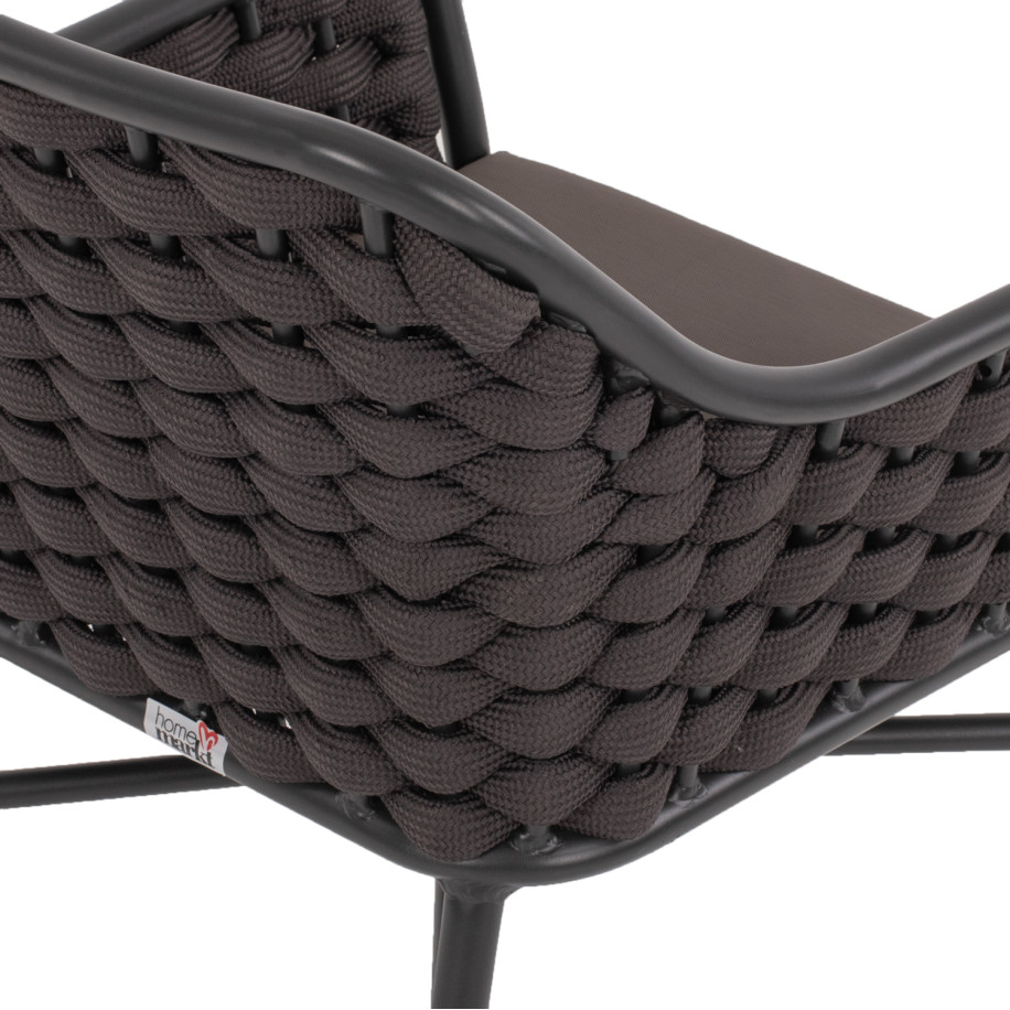 ARMCHAIR ALUMINUM HM5858.01 WITH ROPE- GREY COLOR 56x58x76Hcm.