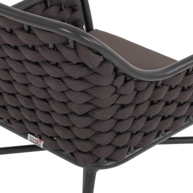 ARMCHAIR ALUMINUM HM5858.01 WITH ROPE- GREY COLOR 56x58x76Hcm.