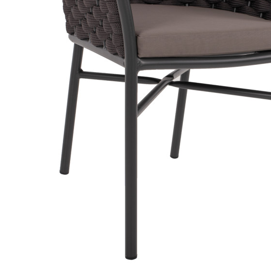 ARMCHAIR ALUMINUM HM5858.01 WITH ROPE- GREY COLOR 56x58x76Hcm.