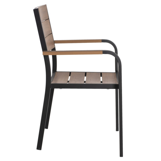 ARMCHAIR ALUMINUM SAGA HM5127.03 BLACK WITH POLYWOOD SEAT AND BACKREST 56x55x85,5Hcm.
