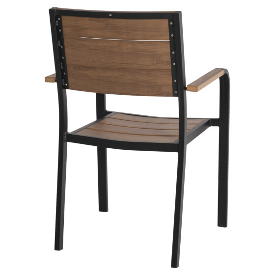 ARMCHAIR ALUMINUM SAGA HM5127.03 BLACK WITH POLYWOOD SEAT AND BACKREST 56x55x85,5Hcm.