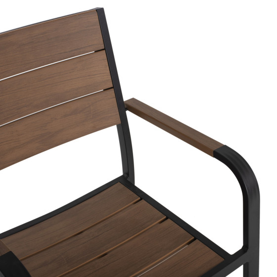 ARMCHAIR ALUMINUM SAGA HM5127.03 BLACK WITH POLYWOOD SEAT AND BACKREST 56x55x85,5Hcm.