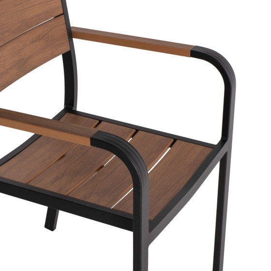 ARMCHAIR ALUMINUM SAGA HM5127.03 BLACK WITH POLYWOOD SEAT AND BACKREST 56x55x85,5Hcm.