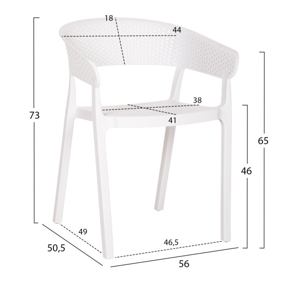 ARMCHAIR POLYPROPYLENE PERFOE HM5941.01 IN WHITE 56x50.5x73Hcm.