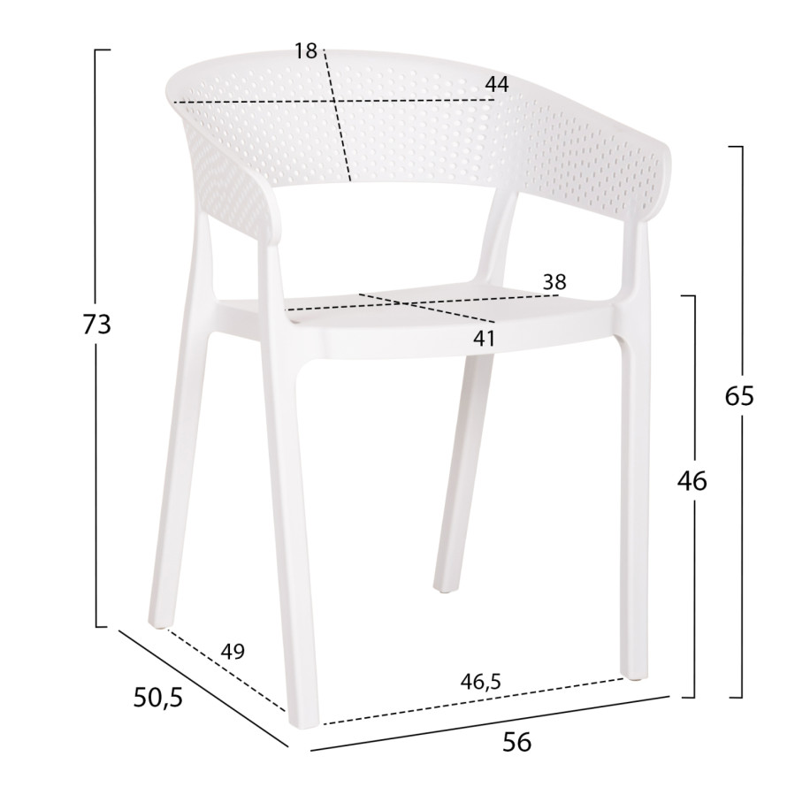 ARMCHAIR POLYPROPYLENE PERFOE HM5941.01 IN WHITE 56x50.5x73Hcm.