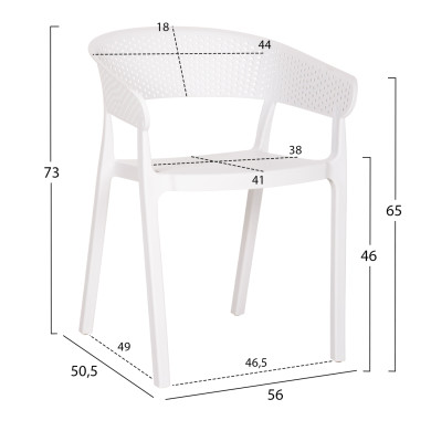 ARMCHAIR POLYPROPYLENE PERFOE HM5941.01 IN WHITE 56x50.5x73Hcm.