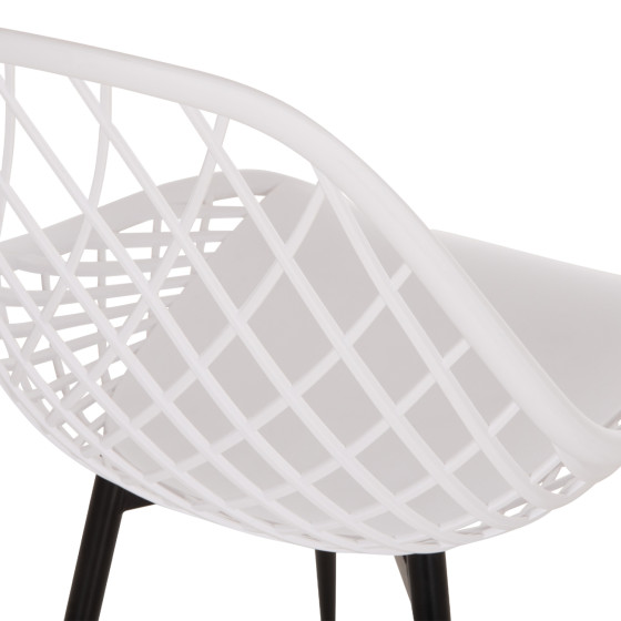CHAIR POLYPROPYLENE HM9524.01 IN WHITE COLOR WITH BLACK METAL LEGS 52x53x82Hcm.