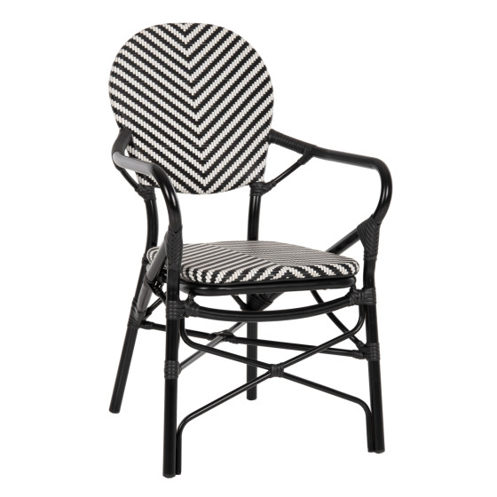 ARMCHAIR ALUMINUM HM5928.01 BLACK WITH TEXTLINE IN BLACK&WHITE 56x59x94,5Hcm.