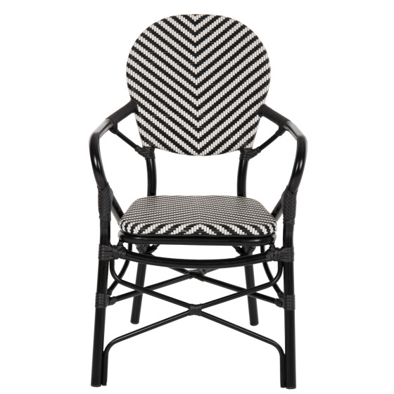 ARMCHAIR ALUMINUM HM5928.01 BLACK WITH TEXTLINE IN BLACK&WHITE 56x59x94,5Hcm.