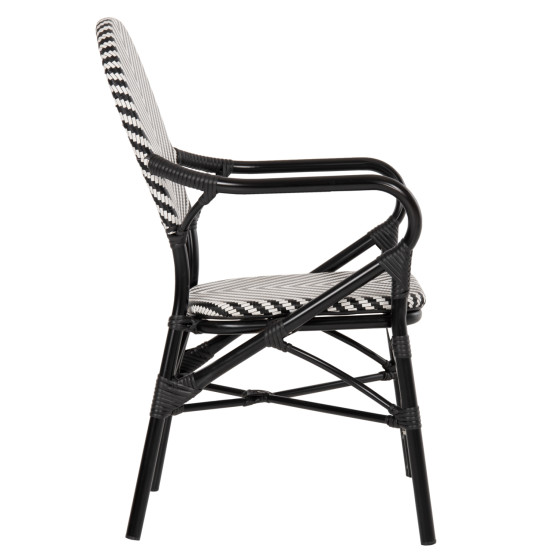ARMCHAIR ALUMINUM HM5928.01 BLACK WITH TEXTLINE IN BLACK&WHITE 56x59x94,5Hcm.