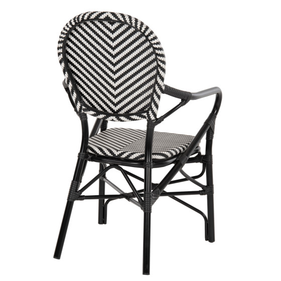 ARMCHAIR ALUMINUM HM5928.01 BLACK WITH TEXTLINE IN BLACK&WHITE 56x59x94,5Hcm.