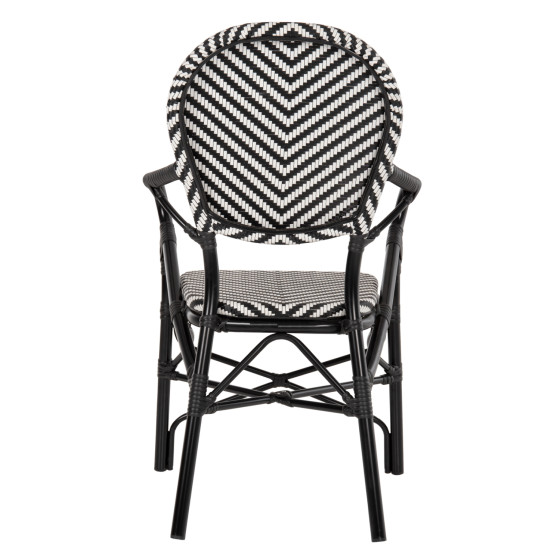 ARMCHAIR ALUMINUM HM5928.01 BLACK WITH TEXTLINE IN BLACK&WHITE 56x59x94,5Hcm.